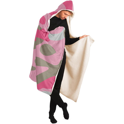 Dark Pink Camo Hooded Blanket