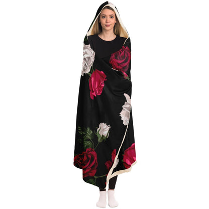 Dark Rose Hooded Blanket