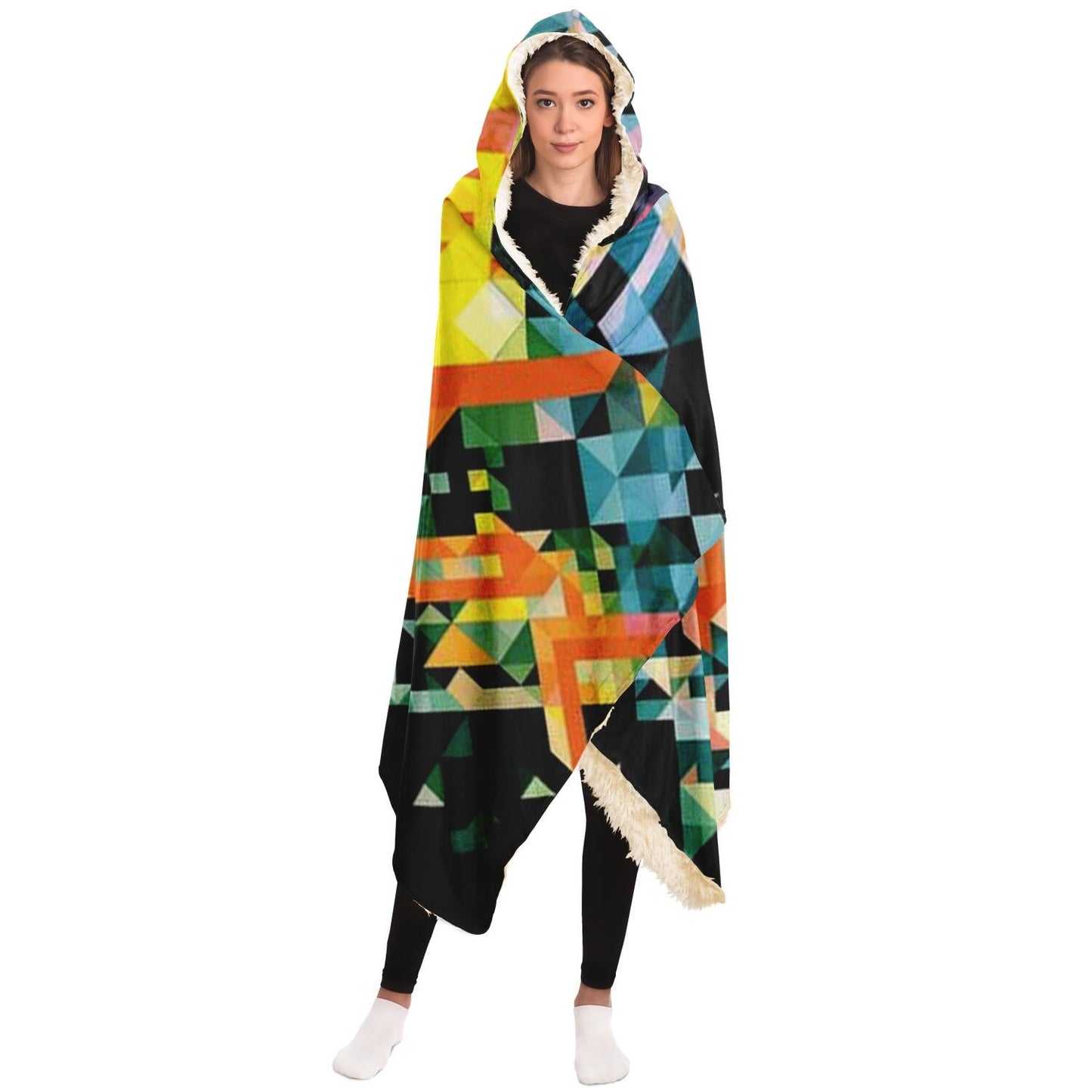 Graphic Pattern Hooded Blanket