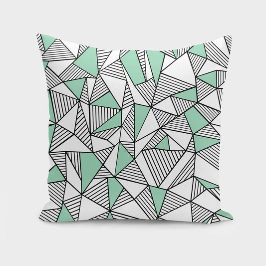 The Pillow pillows 16" x 16" Ab Lines With Mint Blocks  Cushion/Pillow