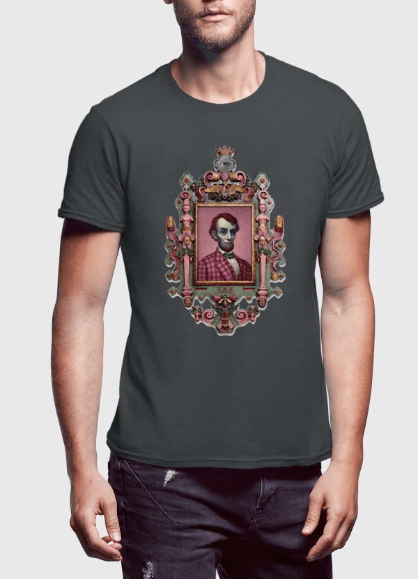 Virgin Teez T-shirt SMALL / Charcoal Abraham Lincoln Portrait Half Sleeves T-shirt