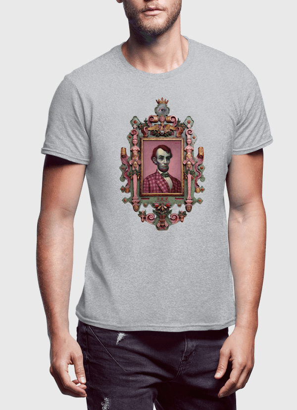 Virgin Teez T-shirt SMALL / Gray Abraham Lincoln Portrait Half Sleeves T-shirt