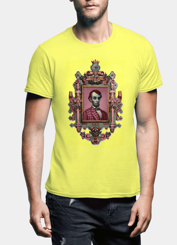 Virgin Teez T-shirt SMALL / Yellow Abraham Lincoln Portrait Half Sleeves T-shirt