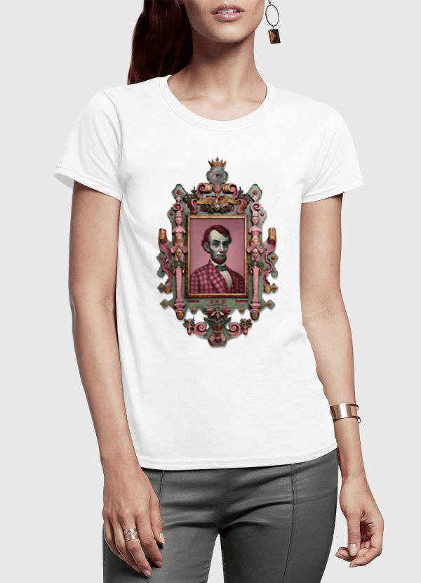 Virgin Teez Women T-Shirt SMALL / White Abraham Lincoln Portrait Half Sleeves Women T-shirt