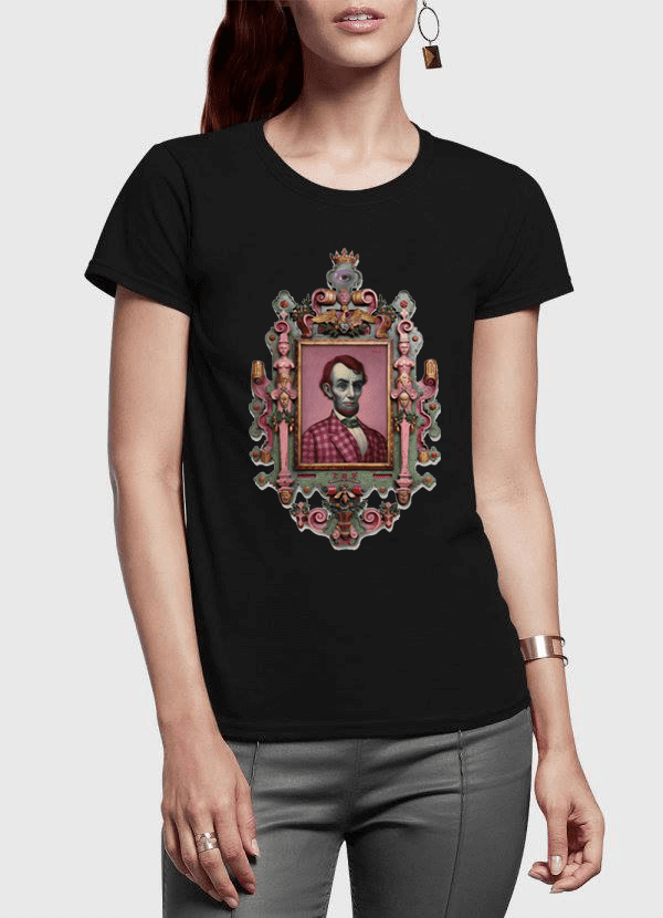 Virgin Teez Women T-Shirt SMALL / Black Abraham Lincoln Portrait Half Sleeves Women T-shirt