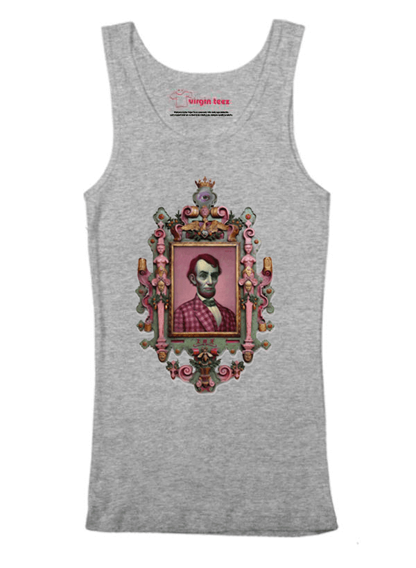 Virgin Teez Tank Top SMALL / Gray Abraham Lincoln Portrait Tank Top