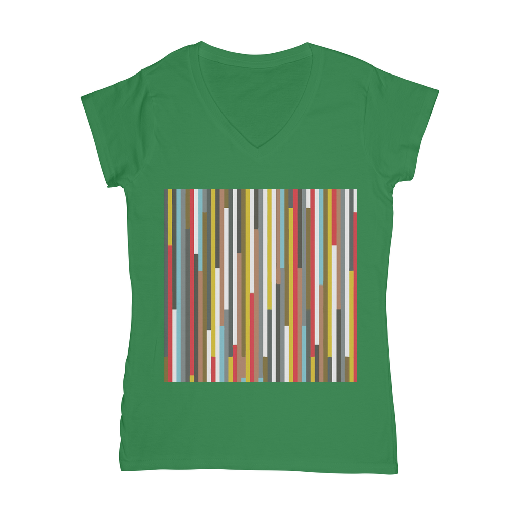 VIRGIN TEEZ Women T-shirt Kelly Green / Female / S Abstract Art Classic Women's V-Neck T-Shirt