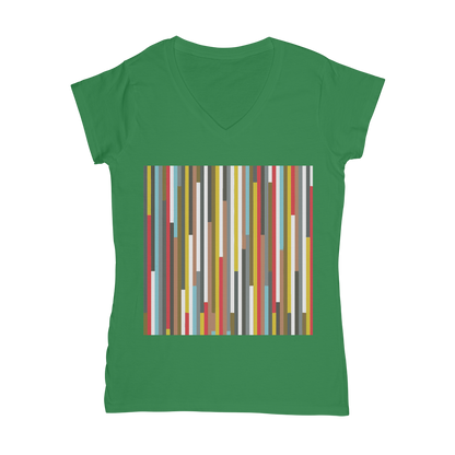 VIRGIN TEEZ Women T-shirt Kelly Green / Female / S Abstract Art Classic Women's V-Neck T-Shirt