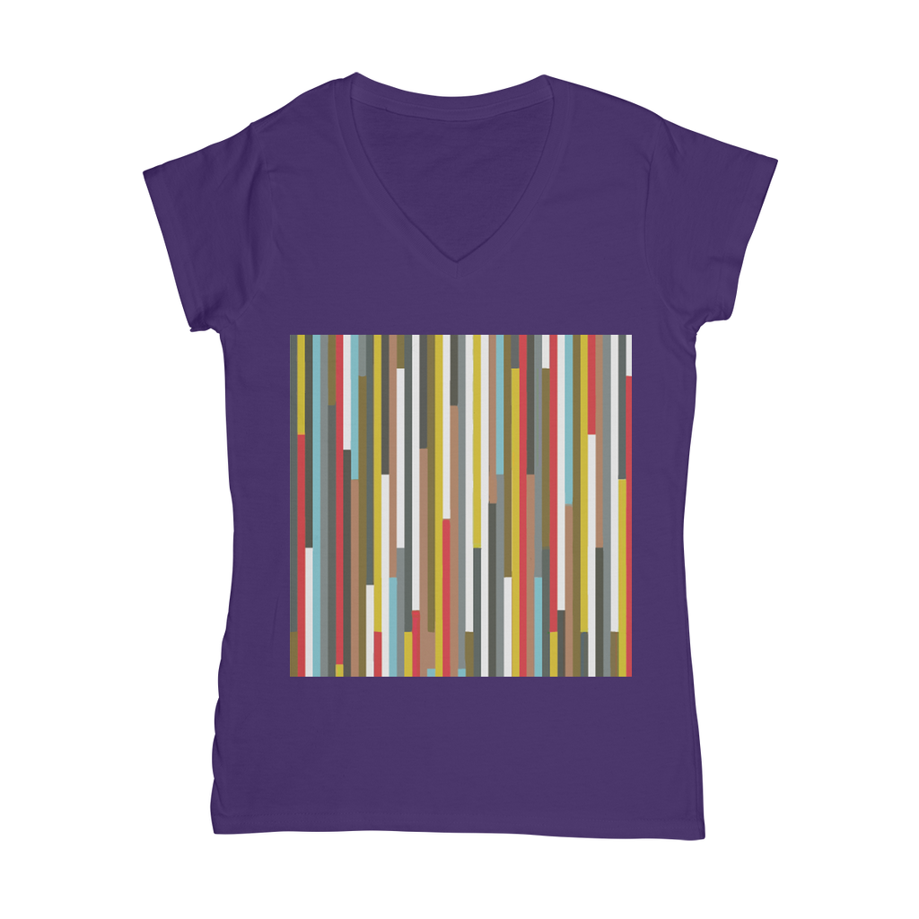 VIRGIN TEEZ Women T-shirt Purple / Female / S Abstract Art Classic Women's V-Neck T-Shirt