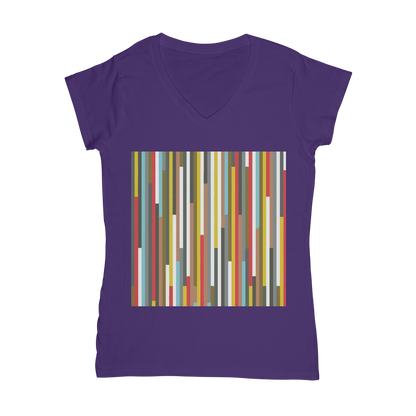 VIRGIN TEEZ Women T-shirt Purple / Female / S Abstract Art Classic Women's V-Neck T-Shirt