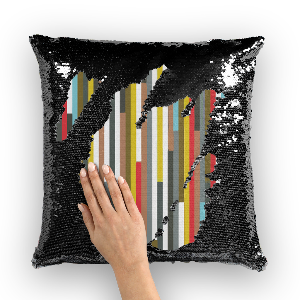 VIRGIN TEEZ Sequin Cover Black / White Abstract Art Sequin Cushion Cover