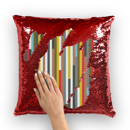 VIRGIN TEEZ Sequin Cover Red / White Abstract Art Sequin Cushion Cover