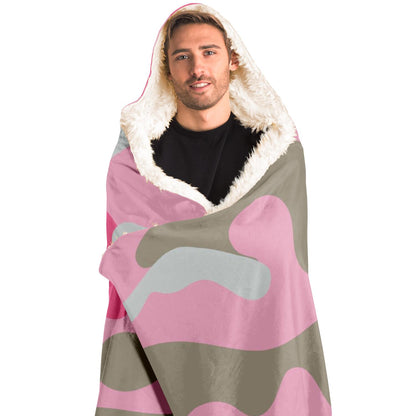 Dark Pink Camo Hooded Blanket