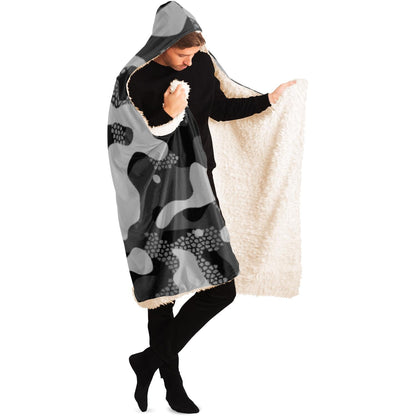 Grey Pattern Camouflage & Mosaic Style Plakat Hooded Blanket