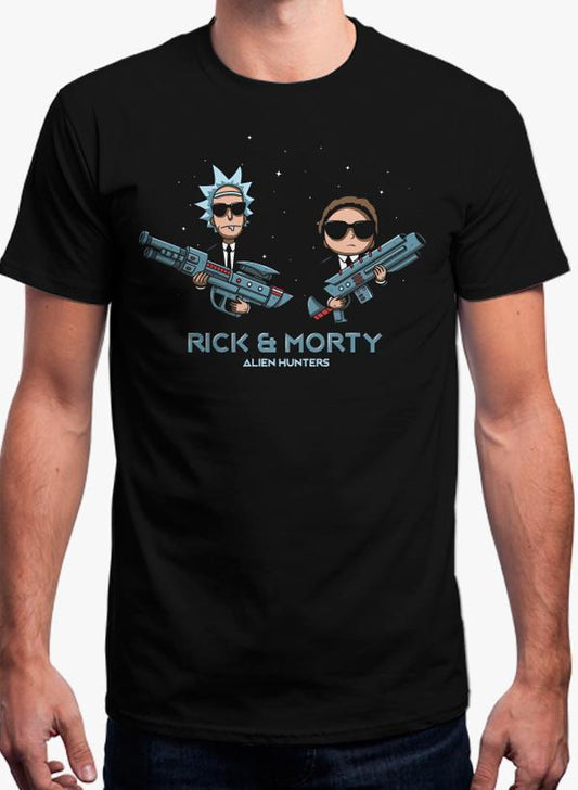 Maham T-SHIRT SMALL ALIEN HUNTERS - RICK AND MORTY Black T-shirt