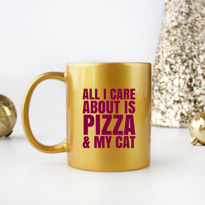 All I Care About Is Pizza My Cat Gold & Silver Mug