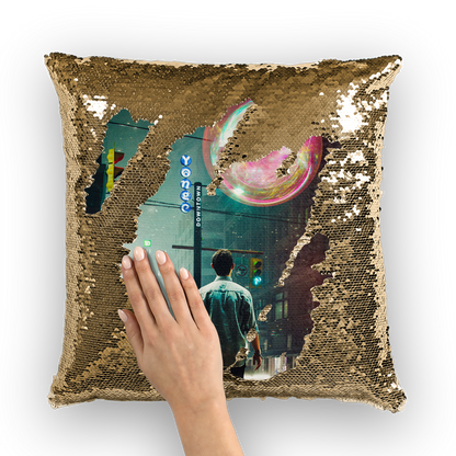 VIRGIN TEEZ Sequin Cover Gold / White All Of A Sudden Sequin Cushion Cover