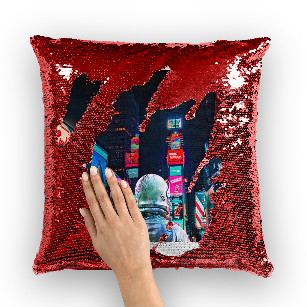 VIRGIN TEEZ Sequin Cover Red / White Another Night Sequin Cushion Cover