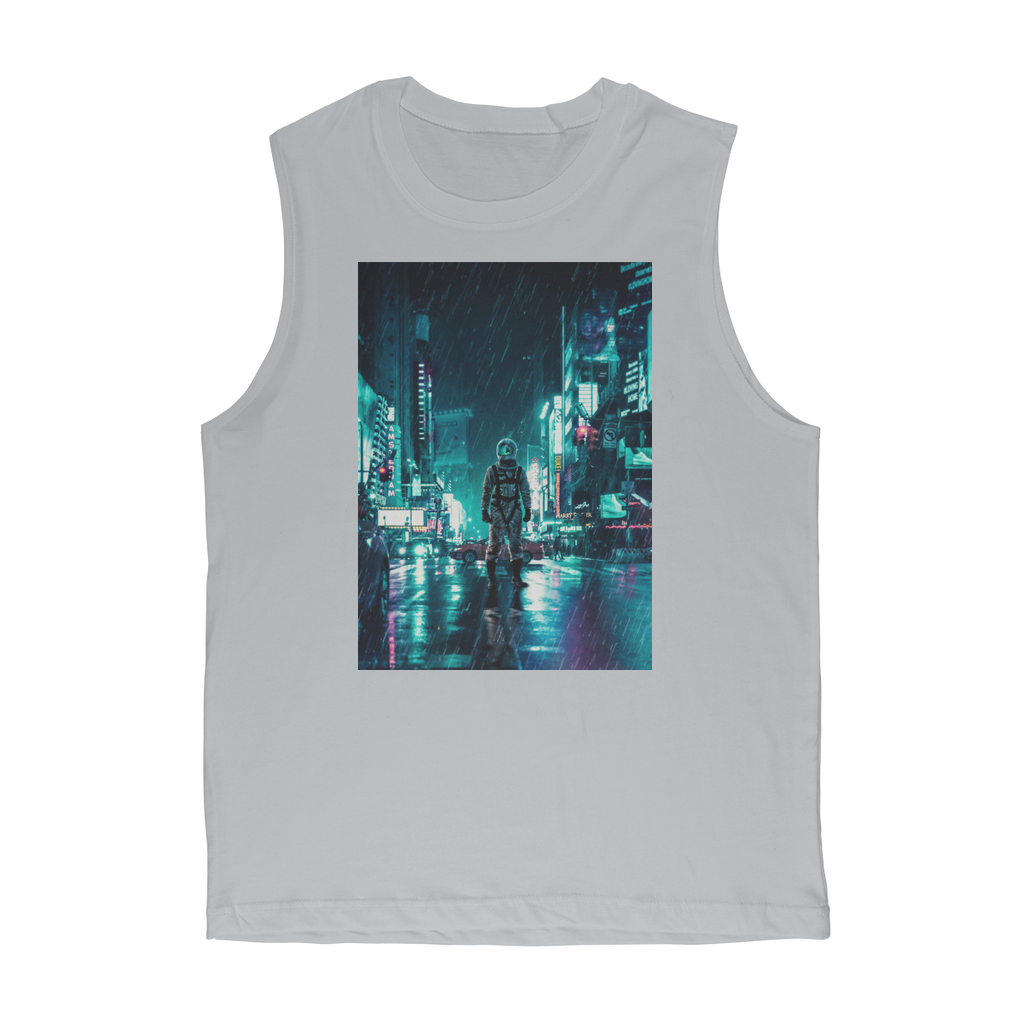 VIRGIN TEEZ Tank Top Light Grey / Unisex / S Another Rainy Night Premium Adult Muscle Top