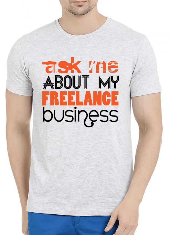 Virgin Teez T-shirt SMALL / Offwhite Ask Me About Business Half Sleeves Melange T-shirt