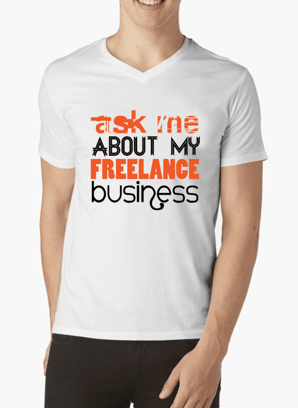 Virgin Teez T-shirt SMALL / White Ask Me About Business V-Neck T-shirt