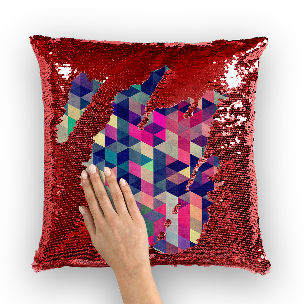 VIRGIN TEEZ Sequin Cover Red / White ATYM Sequin Cushion Cover