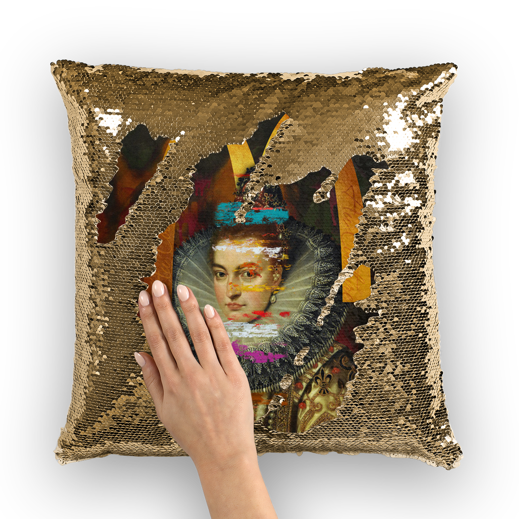 VIRGIN TEEZ Sequin Cover Gold / White Au Couture Sequin Cushion Cover