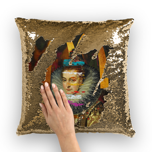 VIRGIN TEEZ Sequin Cover Gold / White Au Couture Sequin Cushion Cover