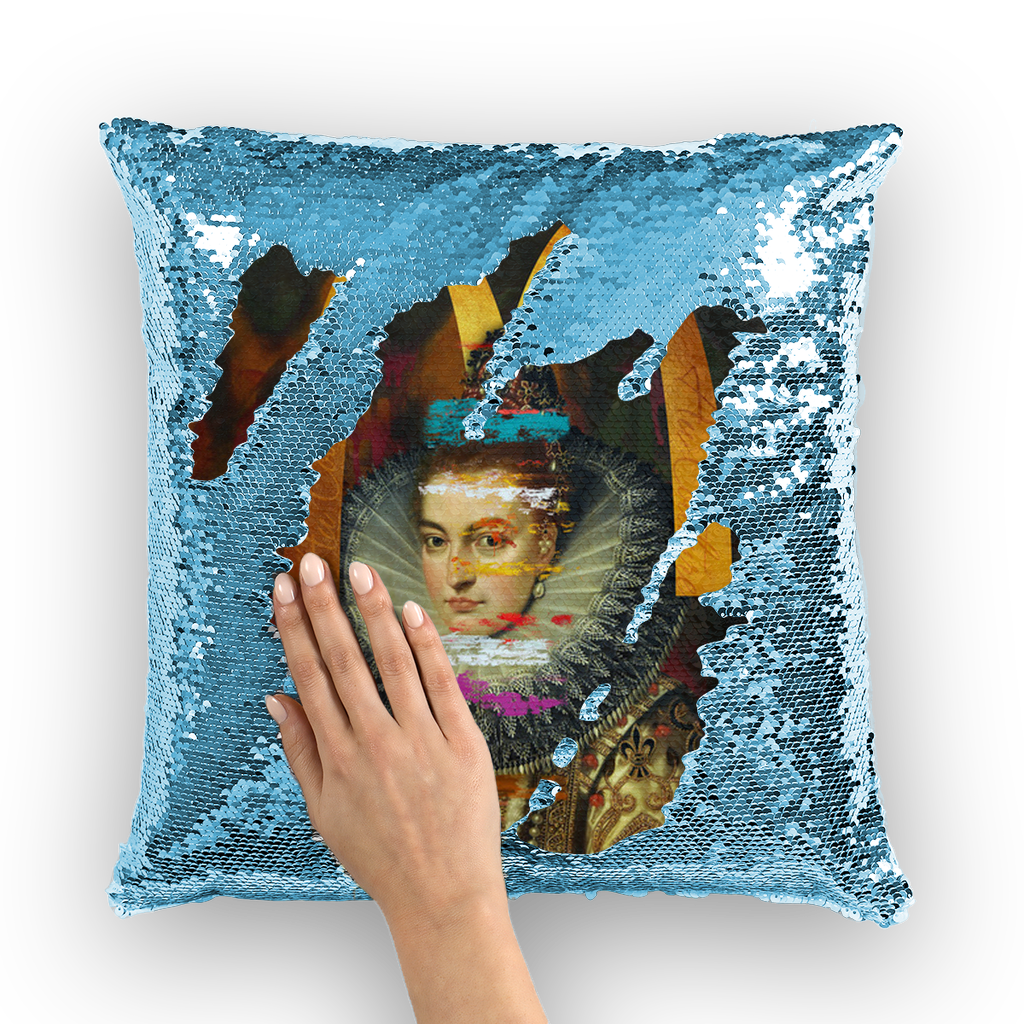 VIRGIN TEEZ Sequin Cover Light Blue / White Au Couture Sequin Cushion Cover