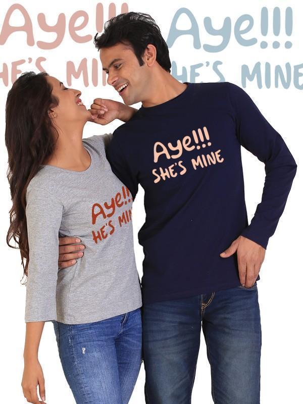 HUM TUM T-SHIRT Small / Small Aye He's Mine, Aye She's Mine Couple Full Sleeves