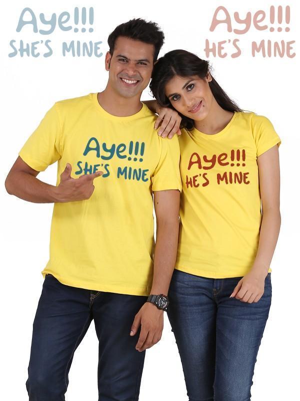 HUM TUM T-SHIRT Small / Small Aye He's Mine, Aye She's Mine Couple T-Shirts