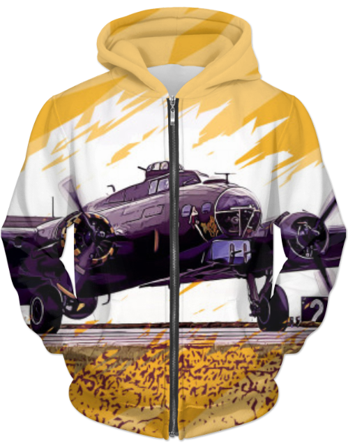 VIRGIN TEEZ Sublimation Hoodie Small B-17 Flying Fortress  UNISEX ZIP HOODIE