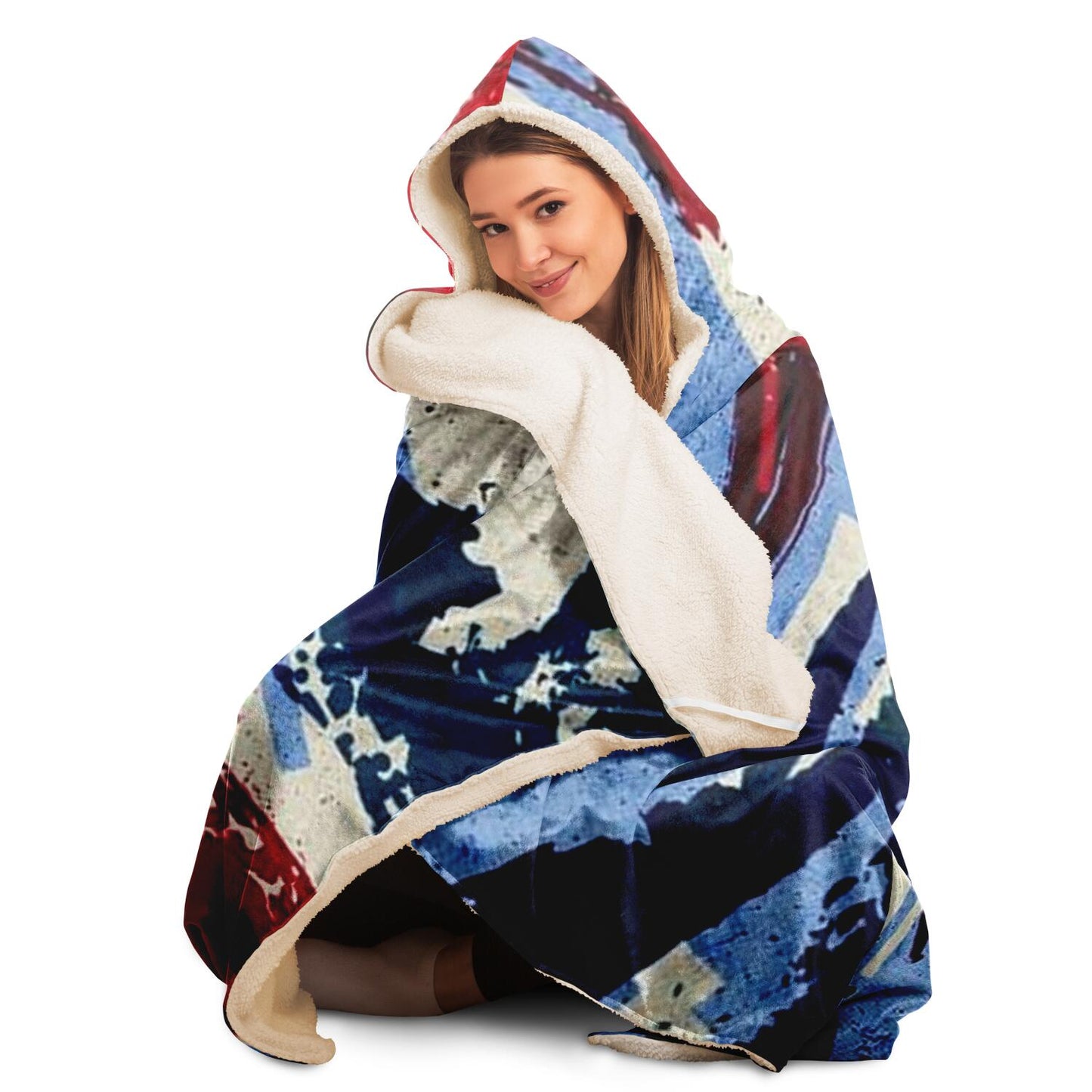 Abstract Pattren Hooded Blanket