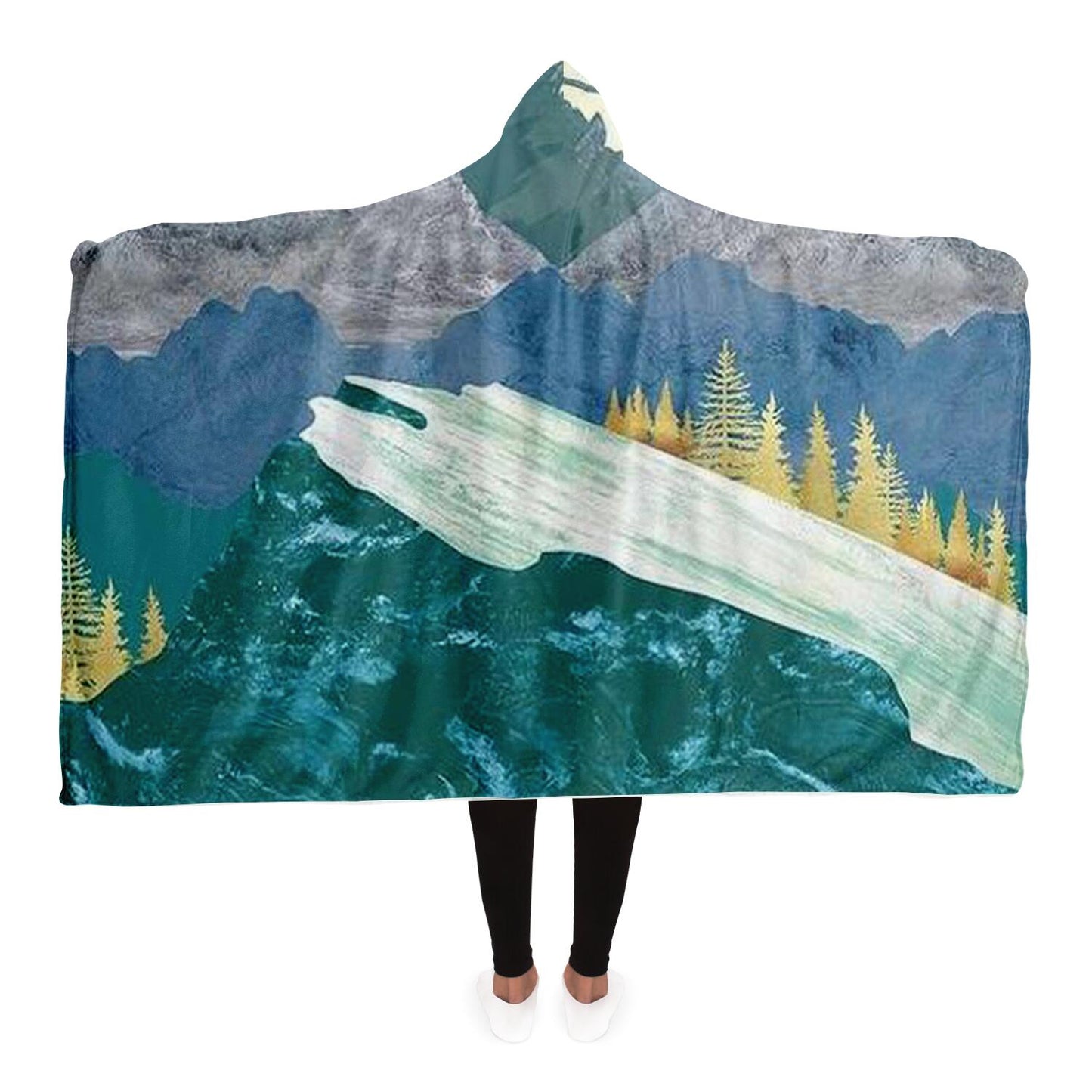 Mountain Sonnet Moonlit Stanza Hooded Blanket