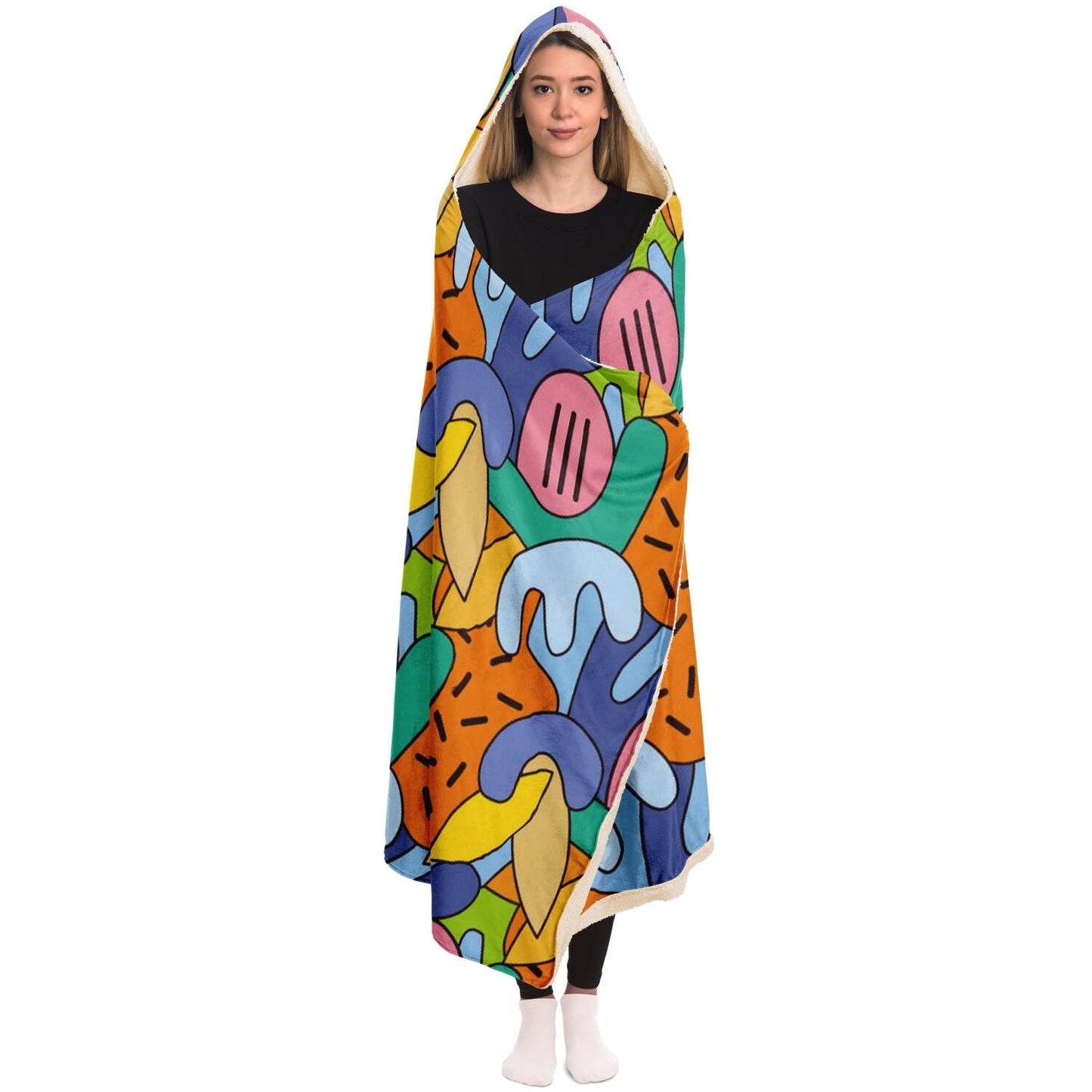 Graphic Pattern Hooded Blanket