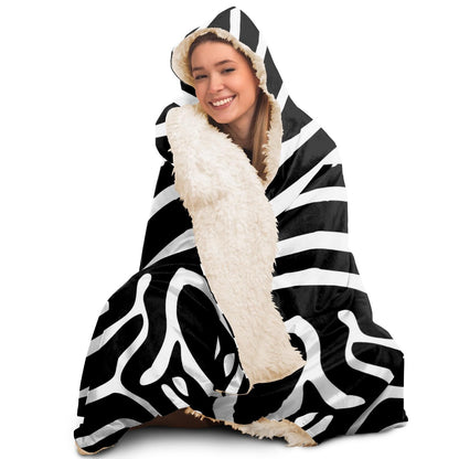 Zebra Pattern Hooded Blanket