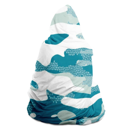 Blue Camouflage Pattern Mosaic Style Plakat Hooded Blanket