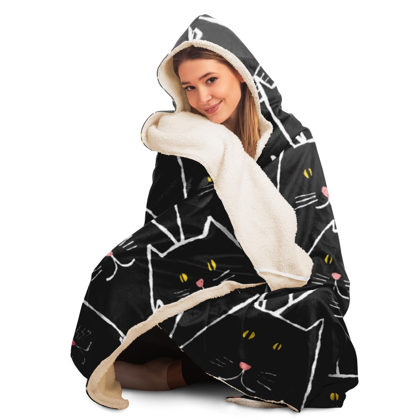 Cats Pattern Hooded Blanket