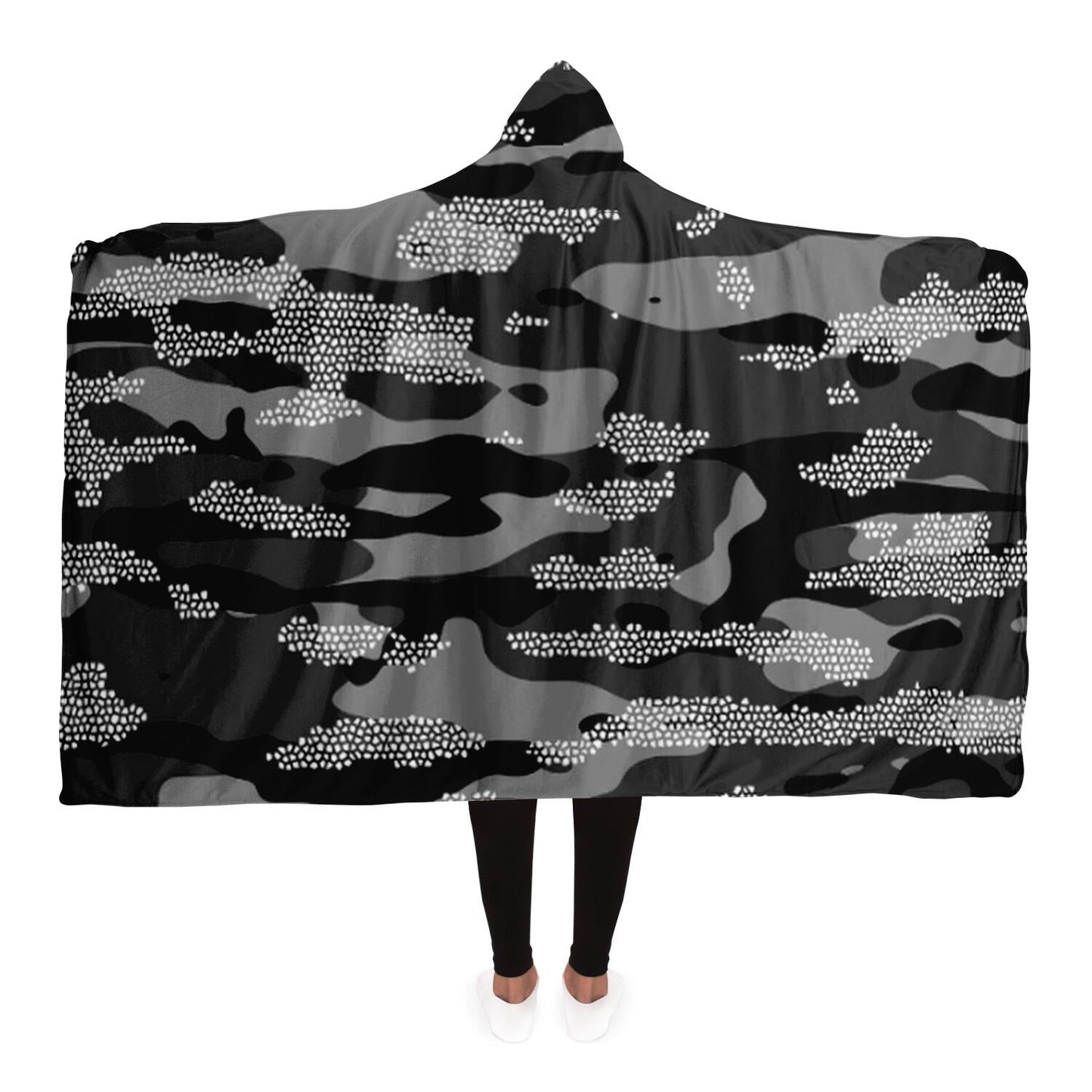 Snow Camouflage Pattern Mosaic Style Plakat Hooded Blanket