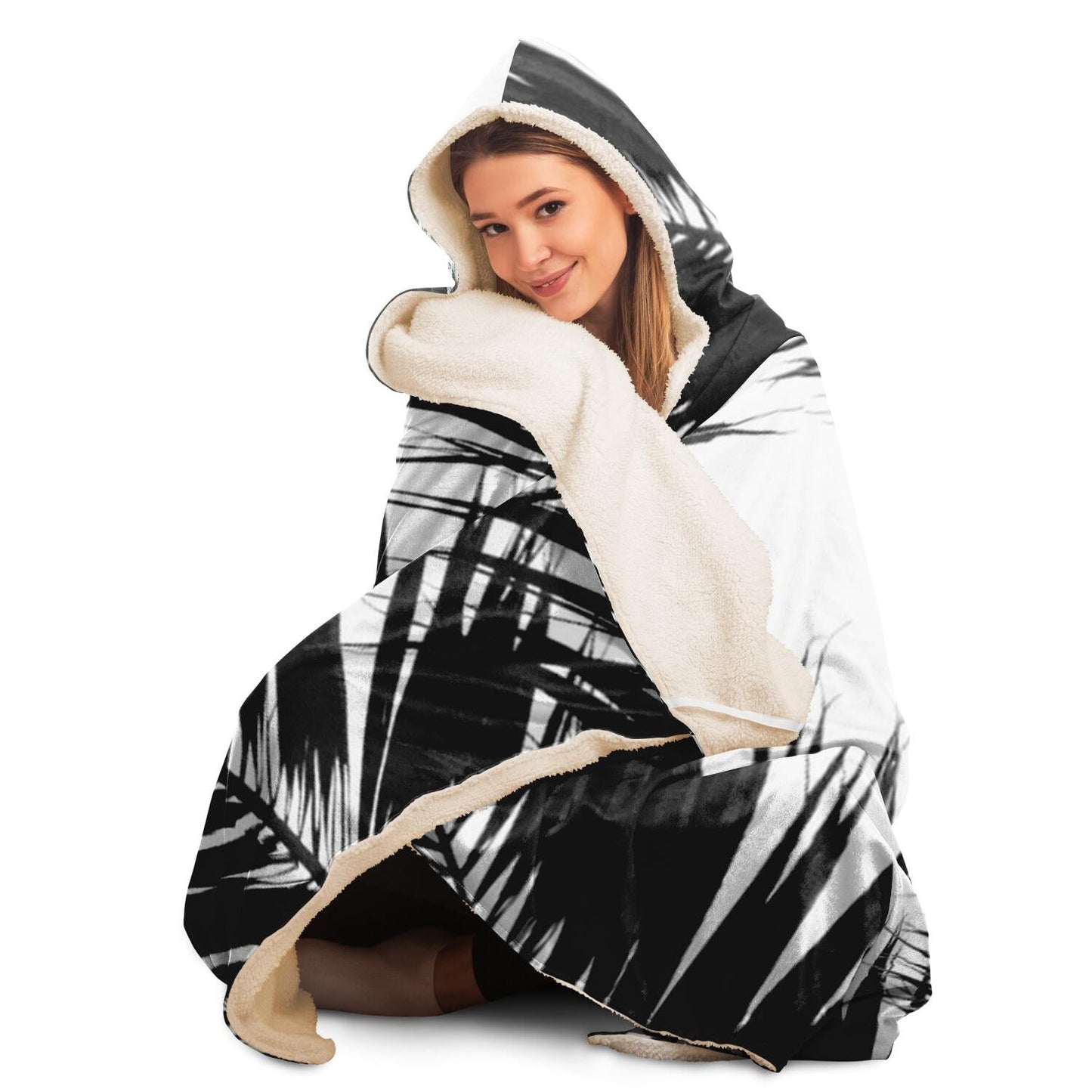 Bohemian Palms Jungle Pattern Hooded Blanket