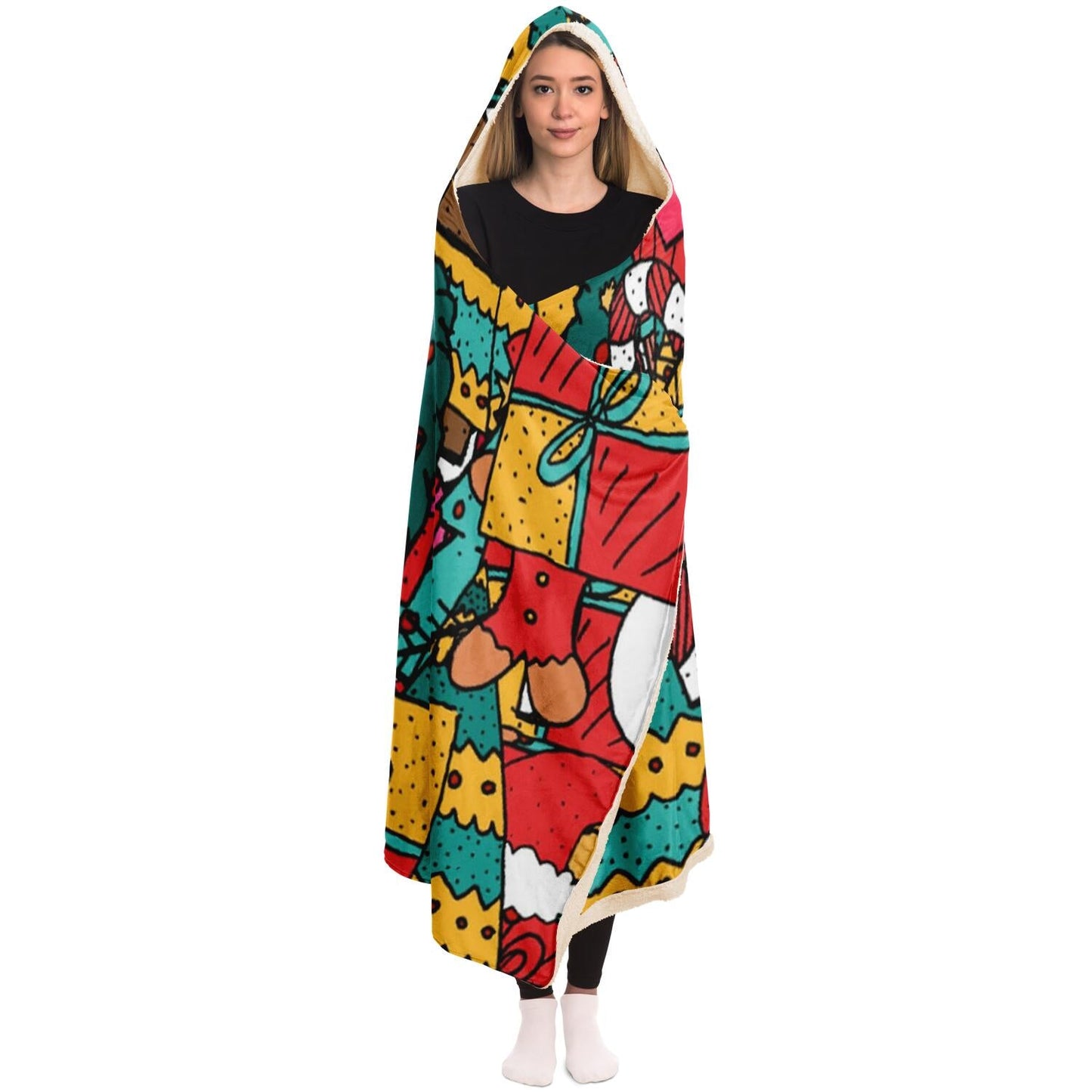 Merry Christmas pattern Poster Hooded Blanket