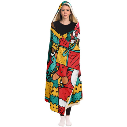 Merry Christmas pattern Poster Hooded Blanket