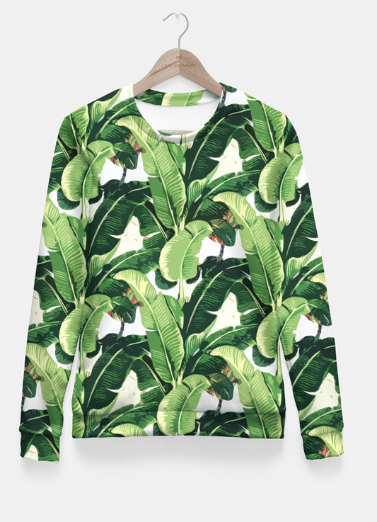 Sadaf Hamid Sweat Shirt Small Banana leaves pattern Fitted Waist Sweater