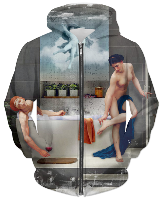 Virgin Teez Sublimation Hoodie Small Bathtime UNISEX ZIP HOODIE