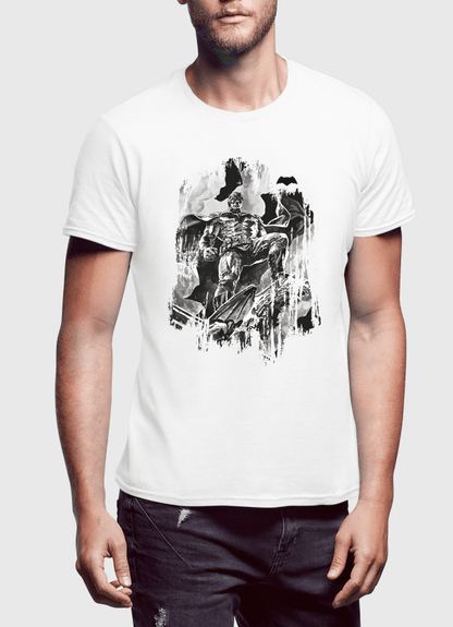 M Nidal Khan T-Shirt Small / White Batman Black T-shirt