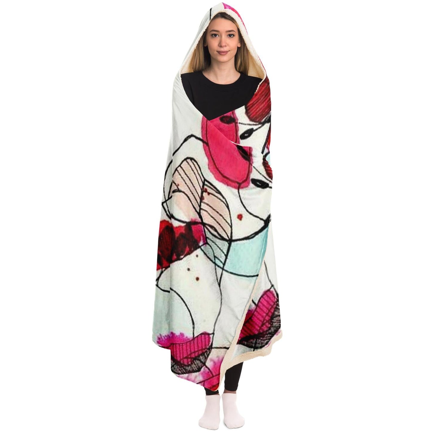 Abstract Pattren Hooded Blanket