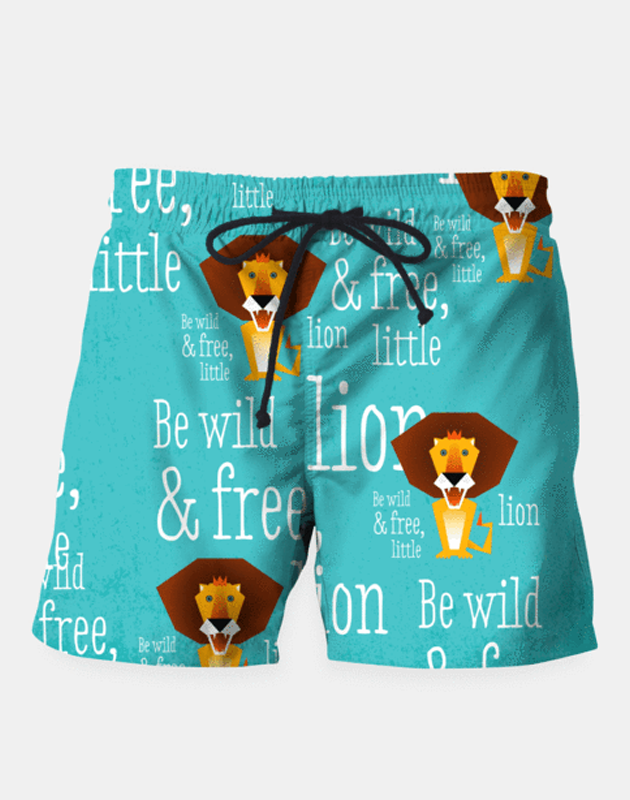 Maria Shorts SMALL (28"-18") Be Wild and Free, Little Lion Swim Shorts