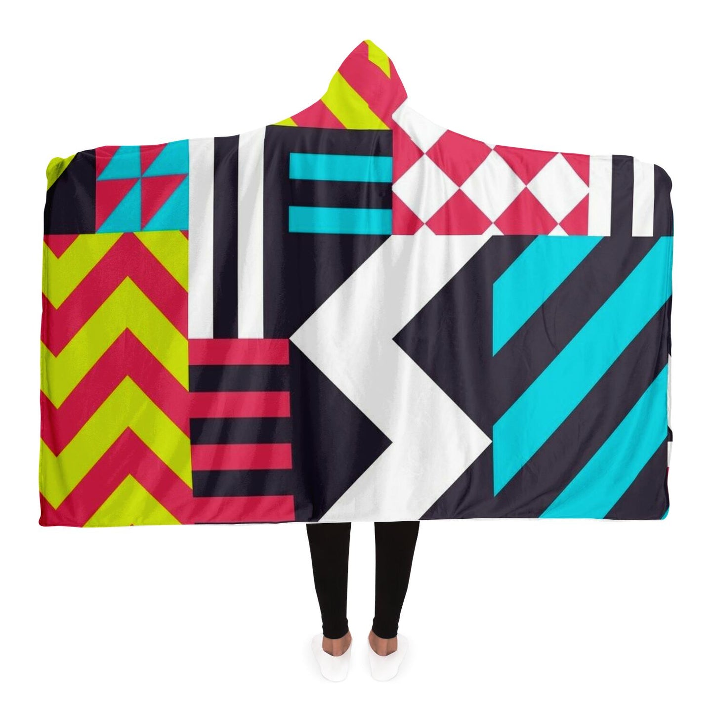 Colorful Pattern Hooded Blanket