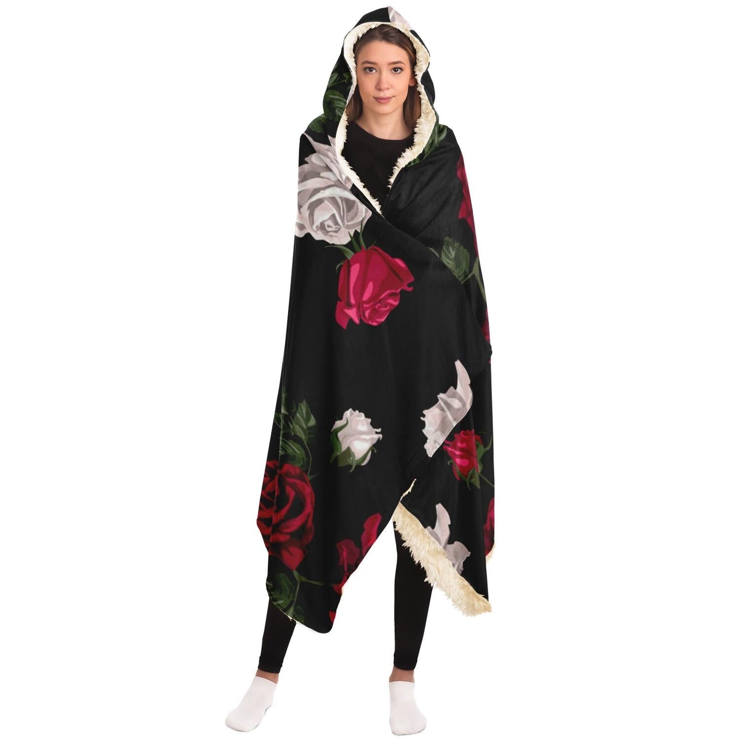 Dark Rose Hooded Blanket