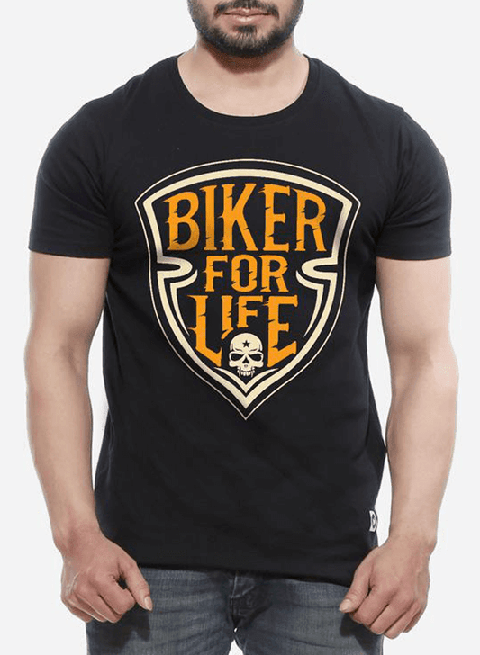 Tipu Sultan T-shirt SMALL / Black Biker For Life Half Sleeves T-shirt